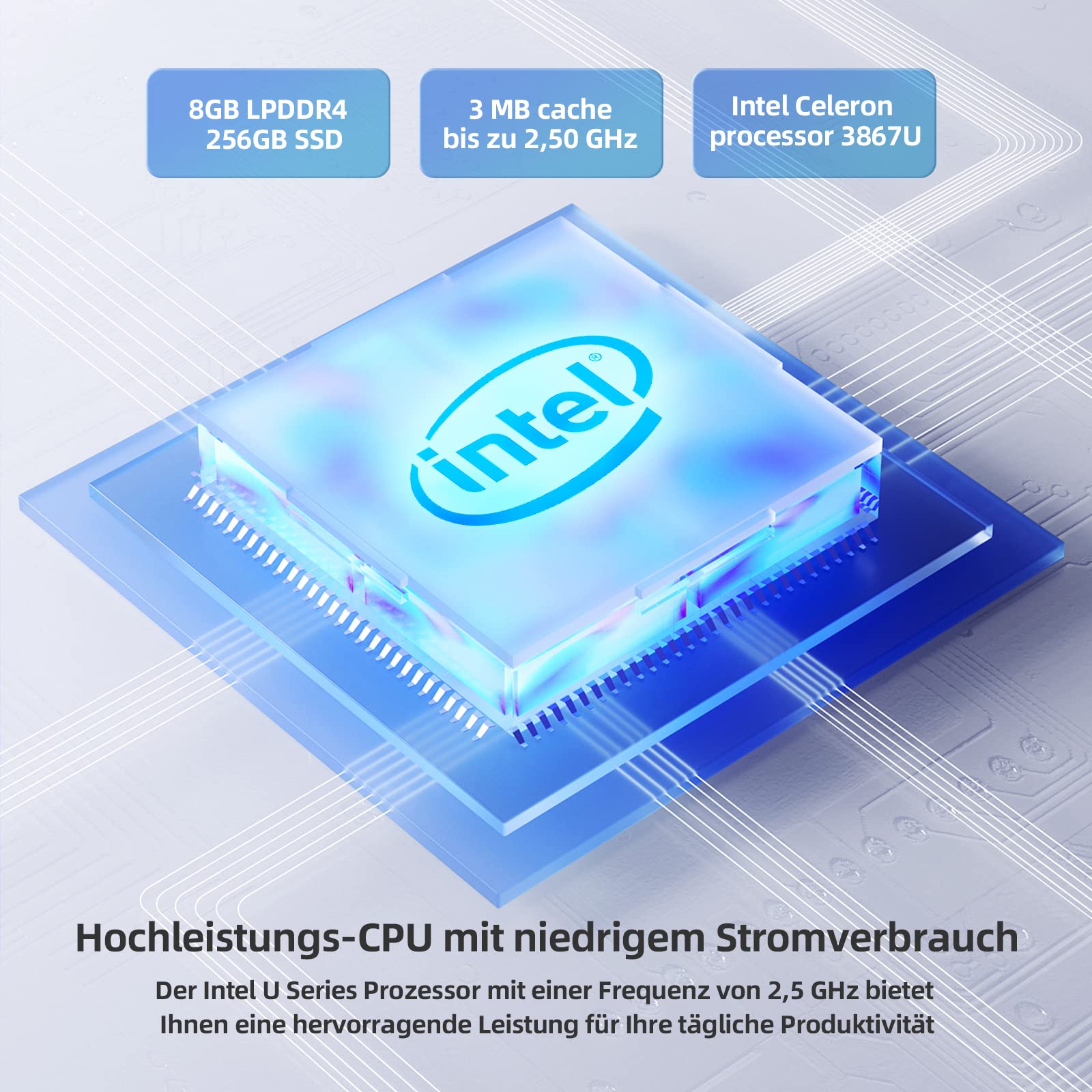 Auusda 14.1 Inch Full HD Laptop, 8GB LPDDR4 and 256GB SSD, Expandable 2TB, All Matal Notebook, 3867U Quad-Core, 4K, WiFi, BT4.2, Backlit Keyboard Fingerprint