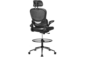 Misolant Tall Office Chair, Drafting Chair for Standing Desk, Standing Desk Chair with Adjustable Height and Headrest, Office Drafting Chair Lumbar Support, High Office Chair-Black