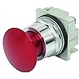Siemens 52PP2A2 Heavy Duty Push Pull Button, Water and Oil Tight, 2 Positions, Maintained, Mushroom Head, Metal, 1-3/4" Head, Threaded, Red