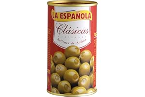 LA ESPAÑOLA La Espanola. Clasicas Green Olives stuffed with Anchovies. 350g (12,35oz). Pack of 3