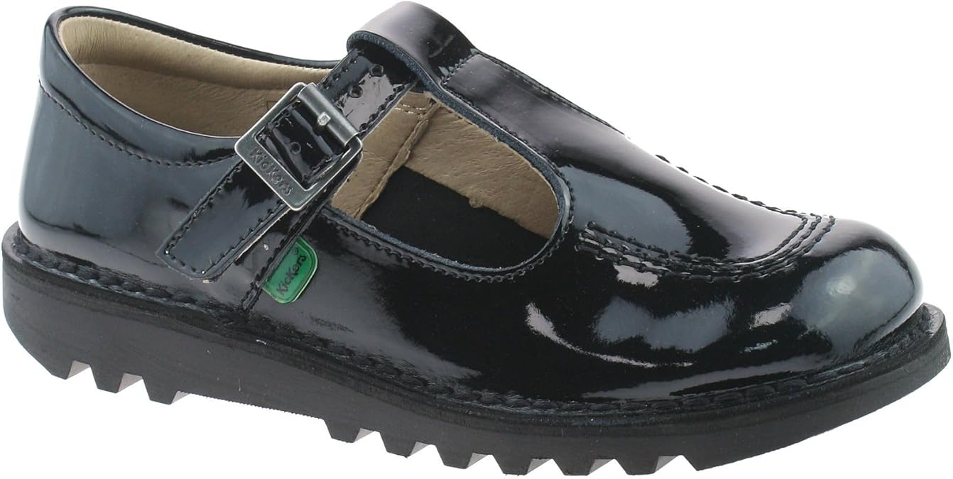 Kickers Girls Black School Shoes Size UK Junior Patent Kick T 112532