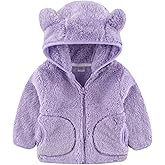 AIWUHE Toddler Boys Girls Hooded Fleece Jacket Cute Bear Hoodie Zip Up Teddy Coat Sherpa Winter Warm Outwear With Pocket 1-6Y
