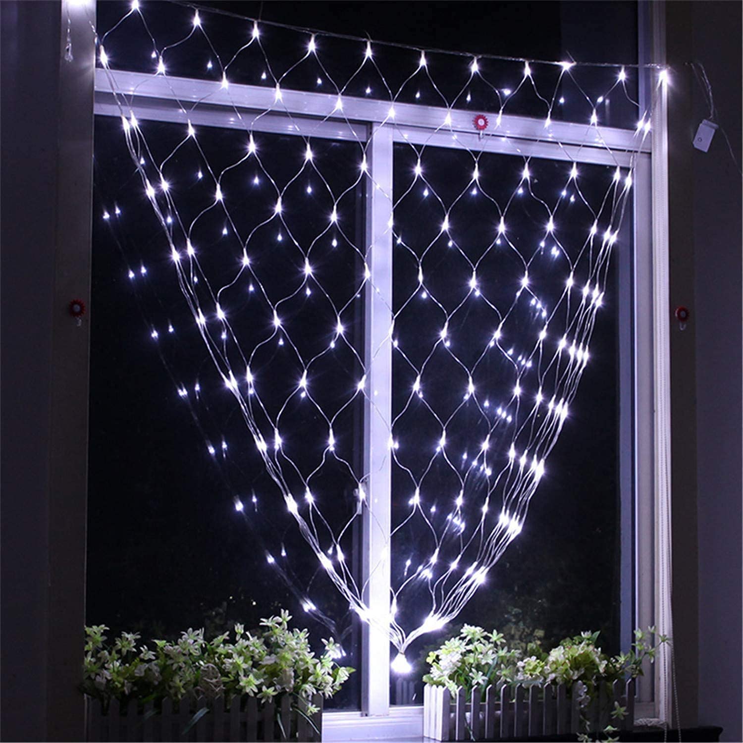 Joysing Net Lights Outdoor 3 x 2M Net Christmas Lights Plug in with Timer, Connectable Mesh Fairy Light 8 Modes Window Light Indoor Waterproof for Bushe Fence Wall Hedge Xmas Decoraion