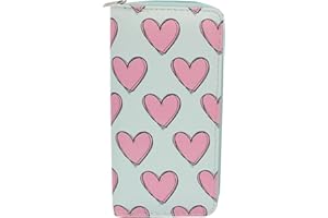 Timlee Cute Pink Heart Wallets For Girls Christmas Gift Women Zipper Around Wallet Long Purse Women Unicorn Wallets For Girls Kids (Heart)