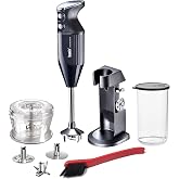 bamix&reg; of Switzerland M200 Chef&rsquo;s Favorite Stick Blender/Immersion Blender, Black &ndash; Includes 3 Interchangeable Stainless Steel Blades:Multipurpose, Beater, Whisk and Accessories Set.