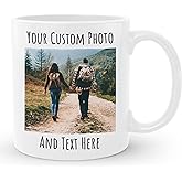 Giftbees Personalized Coffee Mug, Custom Picture Text or Logo Ceramic Mug, Customized Gift for Men & Women, Taza Personalizada with Photo and Words, Customizable 11 Oz Tea Cup | White