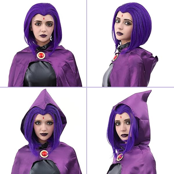 MUPUL PURPLE SHORT WIG COSPLAY SHORT BOB WIG PURPLE HALLOWEEN COSTUME WIGS FOR WOMEN