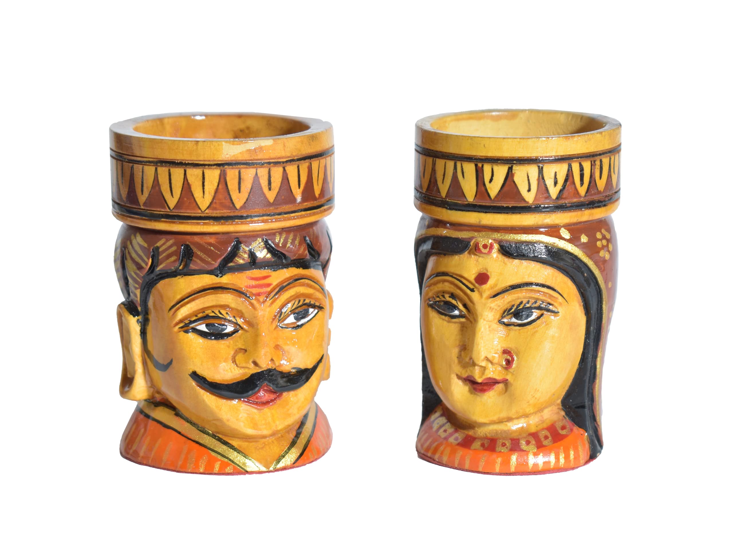 Handcrafted T Light Holder Raja Rani Tealight Candle Stand T-Light Holder for Festival Home Décor Decorative Lighting and Gifting