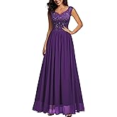 Miusol Women's Sexy Deep V-Neck Sequin Lace Double Sleeveless Evening Party Maxi Dress