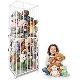 BETBEM Stuffed Animal Storage, Metal Tube Extra Large Toy Storage Organizer with Brake Wheels, Stuffed Animal Holder Zoo Organizer for Nursery Playroom Kids Room White(61” x 23.6”x 16.5”)