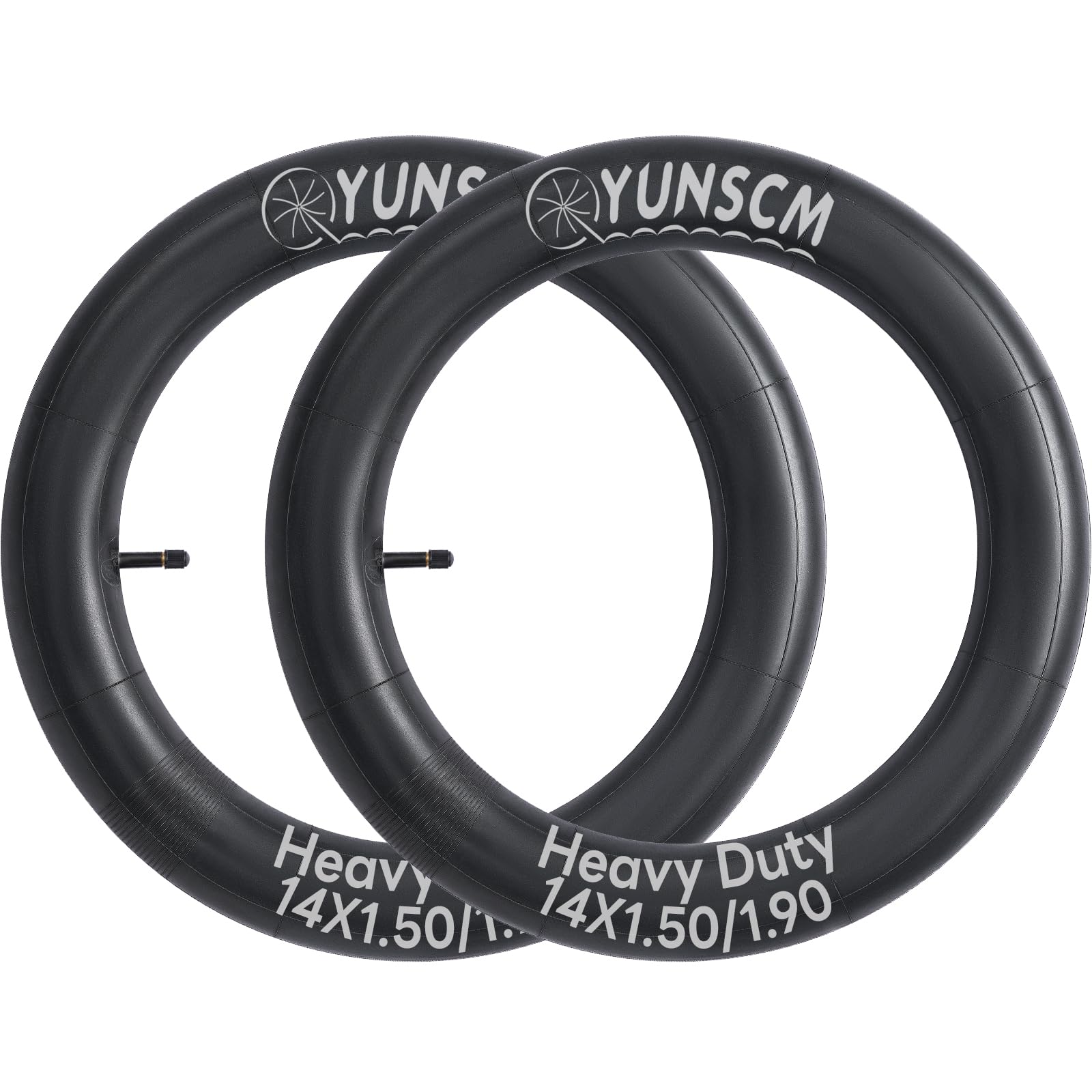 YunSCM 2-PCS 14" Heavy Duty Bike Tubes 14x1.50 14x1.75 14x1.90 38/48-254 AV32mm Schrader Valve Premium Butyl Rubber Inner Tubes Compatible with 14x1.50/1.75/1.90 Bike Bicycle Tyres Tube