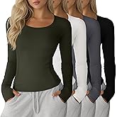 Velvelhall 4 Pack Women's Workout Shirts Yoga Long Sleeve Running Tops Quick Dry Gym Athletic Tops Seamless Compression Tees