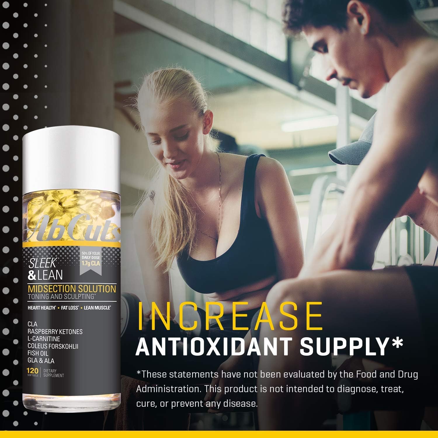 Ab Cuts Sleek and Lean Midsection Solution, Fat Burner for Men and Women, Lean Muscle, CLA, Fish Oil, Flaxseed Oil, L-Carnitine, 120 Softgels: Health & Personal Care