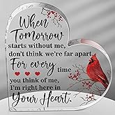 Yulejo Red Cardinal Gifts Catholic Hummingbird Sympathy Memorial Gift for Loss of Loved One Sympathy Acrylic Heart Decor Sign Table Centerpieces Remembrance Decor Christmas Condolence