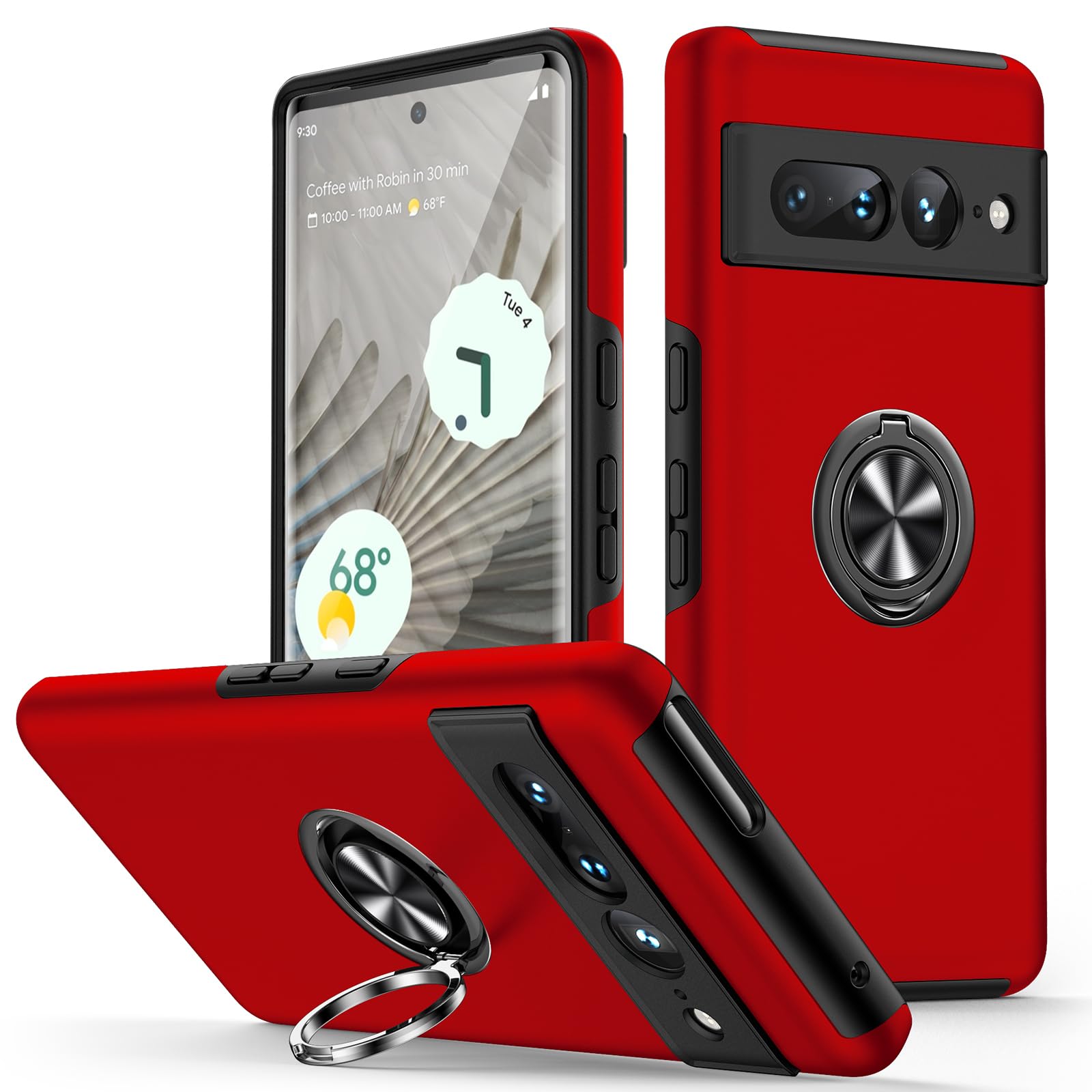 KOVASIA for Google Pixel 7 Pro Case with Kickstand, Military Grade Shockproof Case for Pixel 7 Pro, Support Magnetic Car Mount, Anti-Scratch Protective Phone Case for Google 7 Pro, Red