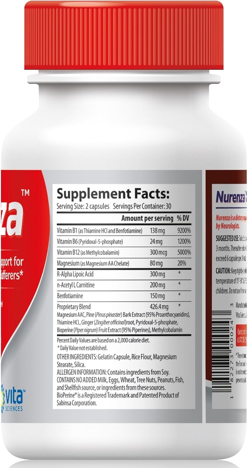 Neuropathy Supplement Nerve Pain Relief - Natural R-ALA Form 10x The Strength Than The Synthetic Alpha Lipoic Acid | Nerve Pain Relief in Feet, Hands, Legs, Toes Nerve Renew Repair Vitamins | Nurenza: Health & Personal Care