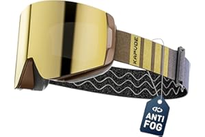 KAPVOE Magnetic Ski Goggles OTG Snowboard Glasses for Men Women,Anti Fog Lens,1OO% UV Protection for Snow Sports K718