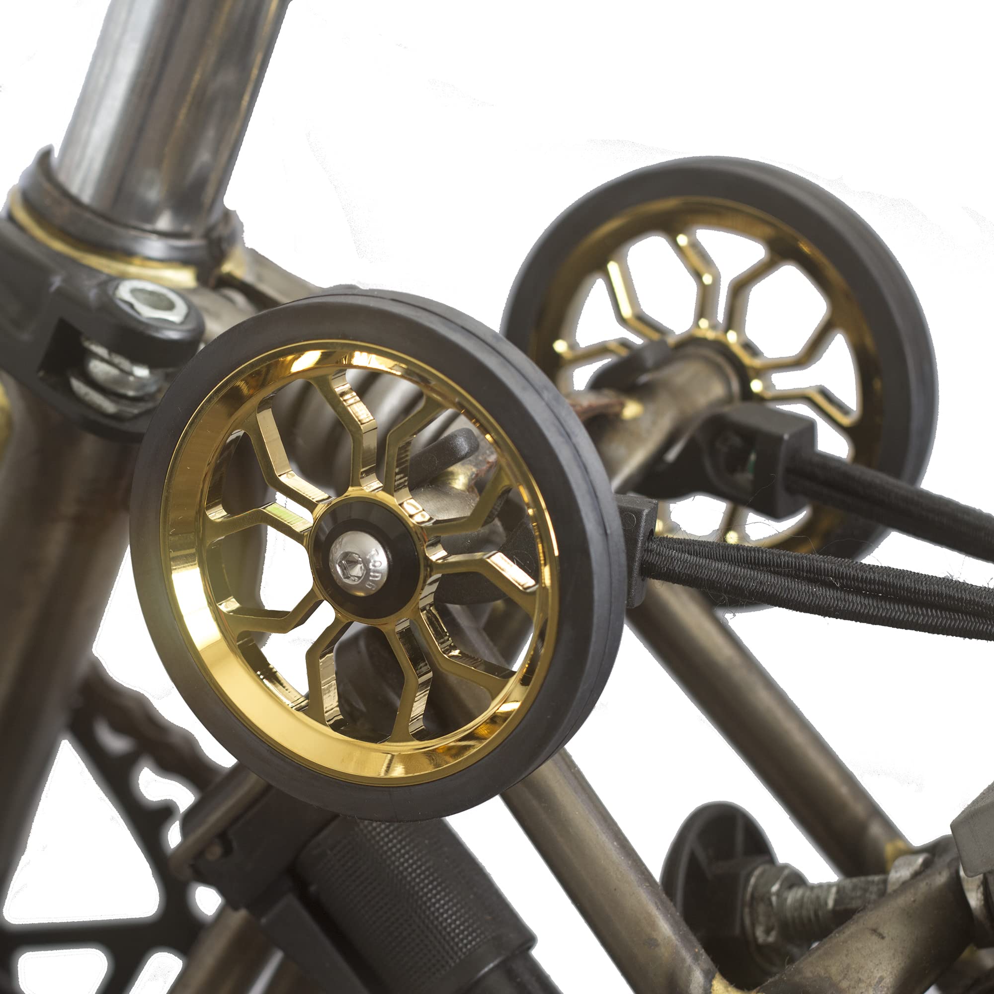 Large 82mm Wide Easy Wheels For BROMPTON folding bike in GOLD