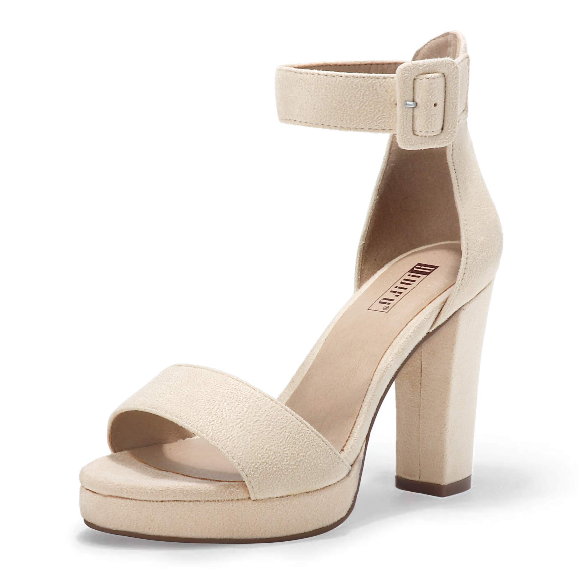 Photo 1 of ***SEE NOTES***
IDIFU Women's IN4 Sabrina Platform Chunky High Heels Ankle Strap Heeled Sandals Wedding Party Dress Shoes (7, Nude Suede)