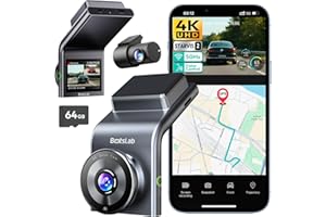 BOTSLAB 4K Dual Dash Cam Front and Rear, STARVIS 2 Sensor, Voice Command, 64GB Card Included, 5GHz WiFi Dash Camera for Cars,