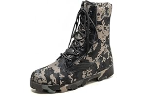 Pumalar Camo Tactical Combat Boots For Men Black Military Jungle Work Boots 900D Waterproof Oxford Fabric Rubber Outsole High-Top Lace-Up Design Ideal For Jungle Desert Combat & Training