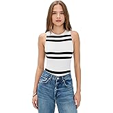 alice + olivia Women's Rothy Sleeveless Crew Neck Sculpt Thong Bodysuit