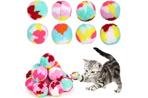 Waenerec 20pcs Christmas Cat Ball Toy Cute Rainbow Yarn Puff Balls Fun Kitty Fuzzy Balls Small Cat Pom Pom Balls Toys for Indoor Cats Interactive Soft Quiet Cat Toy Balls