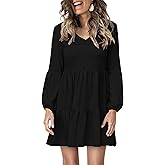 Bosmeer Dresses for Women Casual Long Sleeve V Neck Flowy Swing Tunic Dress Fall Outfits 2025