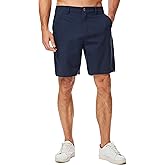 JMIERR Mens Casual 8" Cotton Linen Shorts - Button Waist Summer Beach Shorts with Pockets