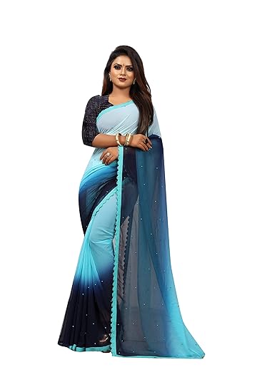 Women's Georgette Saree With Unstitched Blouse Piece