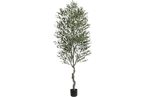 VIAGDO Artificial Olive Tree 7ft Tall Fake Potted Olive Silk Tree with Planter Large Faux Olive Branches and Fruits Artificial Tree for Home Office Living Room Decor Indoor, 2232 Leaves