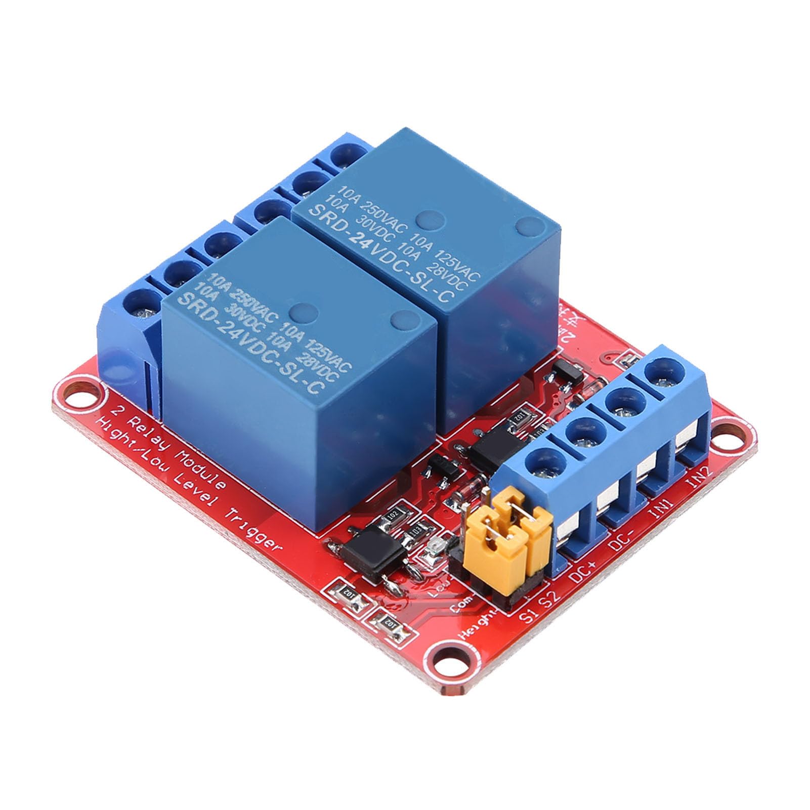 2 Channel Relay Module Relay Board Expansion Board with Optocoupler Isolation High and Low Level Triggerfor 5V/12V/24V(24V)