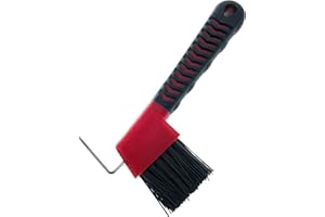 MacMaxe Ergonomic Horse Hoof Pick Brush with Heavy-Duty Rust-Resistant Steel Pick and Durable Nylon Bristles – Ideal for Hoof Care, Easy to Clean, Suitable for Beginners and Advanced Riders (Red)