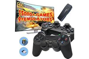 Youngwants Wireless Retro Game Console with 15000+ Games,Plug & Play Video Game Stick 9 Emulators Classic Games,4K HDMI Output for TV,Dual 2.4G Wireless Controllers Birthday Gifts for Boys & Girls 64G