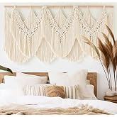 Macrame Wall Hanging Wedding Hanger Tassel Knotting Boho Decor 47"W*25"L | Cotton Rope, Bedroom Wall Art, Dorm Room Accent, Apartment Decor, Home Interior, Wedding Backdrop, Housewarming Gift