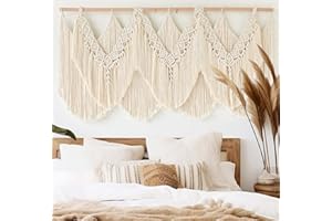 IOWER Macrame Wall Hanging Wedding Hanger Macrame Wall Decor Dorm Craftsmanship Handmade Tassel Knotting Boho Fiber Art Home Room Decor 47" W x 25" L