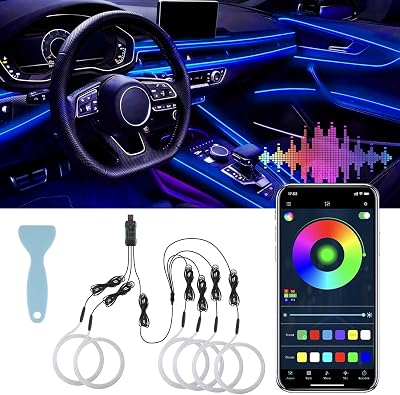 LivTee smart LED car interior lights with USB port fiber optic strip