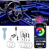 LivTee Smart LED Car Interior Lights with USB Port, Fiber Optic LED Light Strip for Car Ambient Lighting, Wireless App Contro