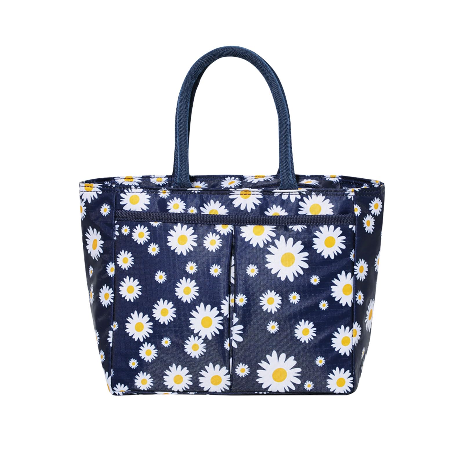 Elionless Insulated Lunch Bag, Portable Thermal Lunch Bags Cooler Bag Lunch Box Organizer Tote Bag for Women Adults Kids Girls Work School Picnic Camping Travel (A Daisy Navy)
