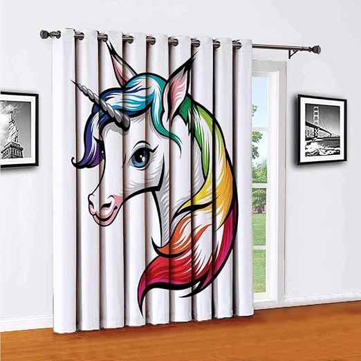 Cortinas para puerta corredera de arco iris, cortinas de patio, lindo