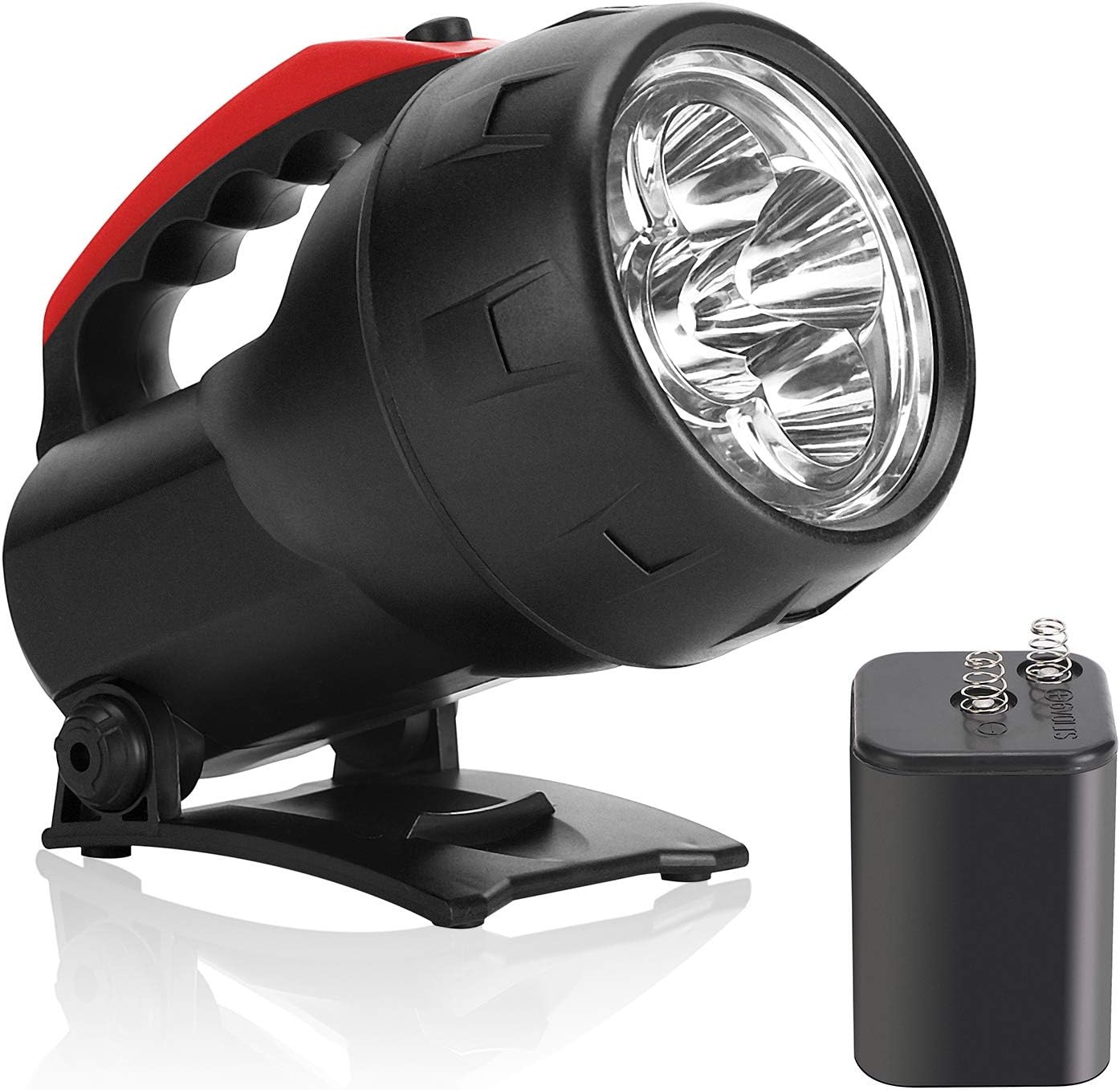Outdoor Spot Lights Hand-Held Flashlight, 600 Lumens Light Bright Long Distance LED Spotlight Searchlight, 6 Volt Lantern Battery Powered Lights ，5W （Black） - - 
