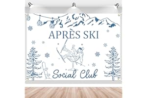 Apres Ski Party Decorations Apres Ski Social Club Backdrop Apres Ski Banner Decor for Winter Bachelorette Party, 7 * 5Ft