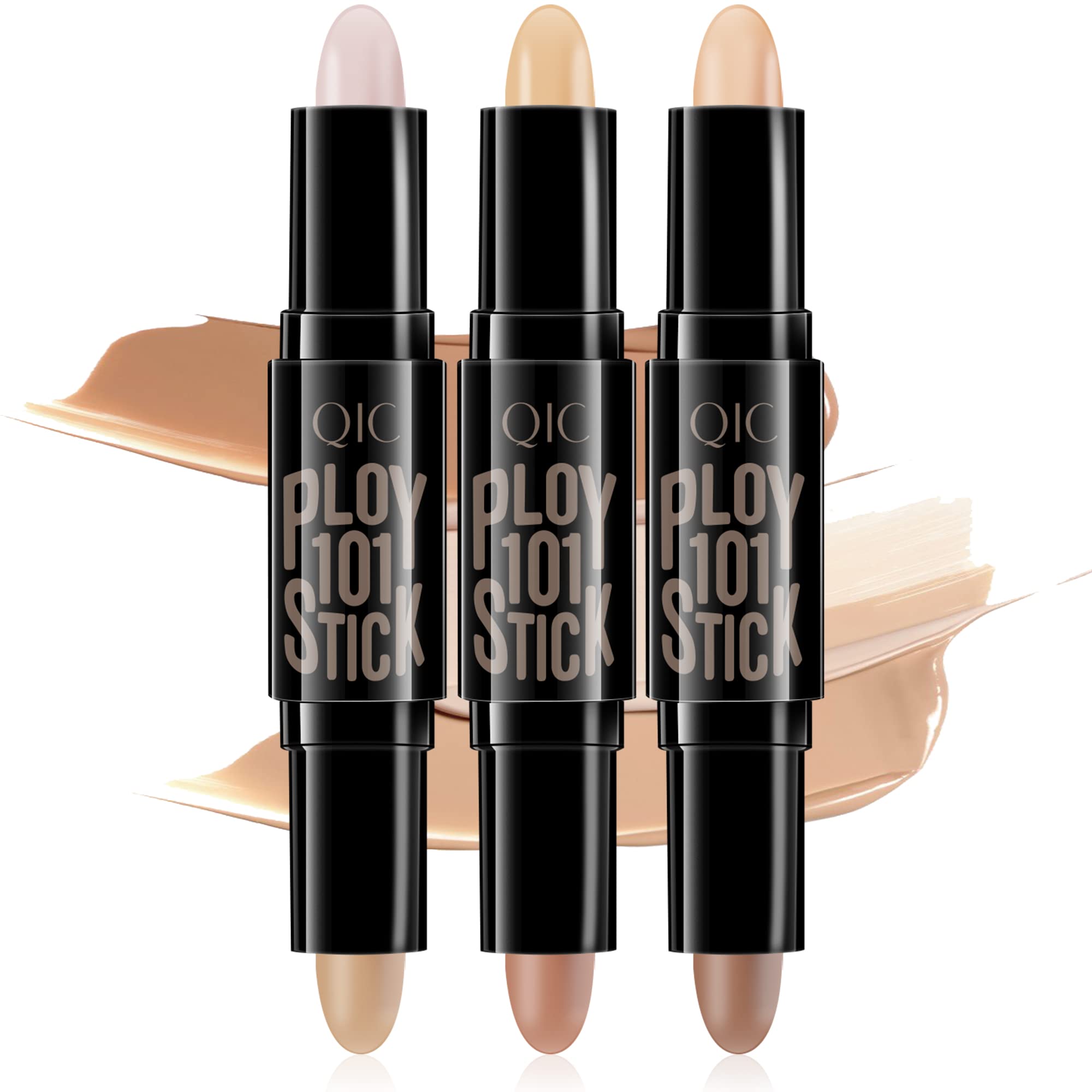 Contour Stick Set, Contour Concealer Highlighter Stick, Contour kit, 6 Color Double-end Make up Body Face Highlighter & Shading Make Up Sticks For Many Skin Type, 3PCS