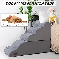 Dog Stairs and Ramp for High Bed, 5-Step Dog Steps