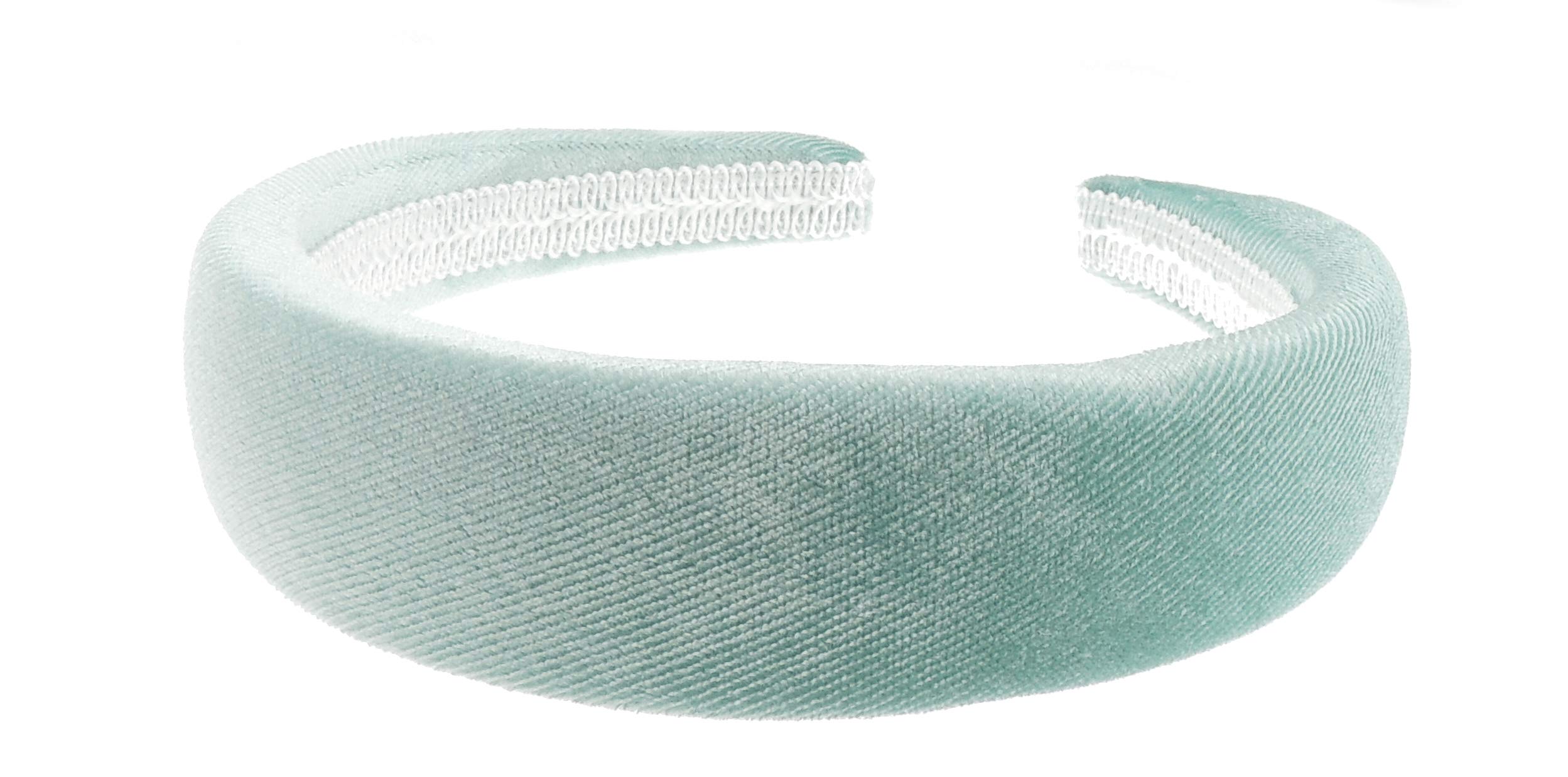 Womens Luxe Slightly Padded Puffy Velvet Flat Winter Evening Wedding Party Birthday Bridal Christmas Birthday Bridesmaid Headband Alice Band Hair Accessories Hairband (Sea Green Aqua, One Size)