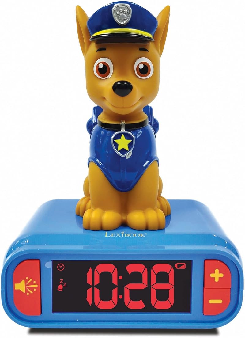 Lexibook Paw Patrol Chase Nightlight Alarm Clock LCD Backlit Blue