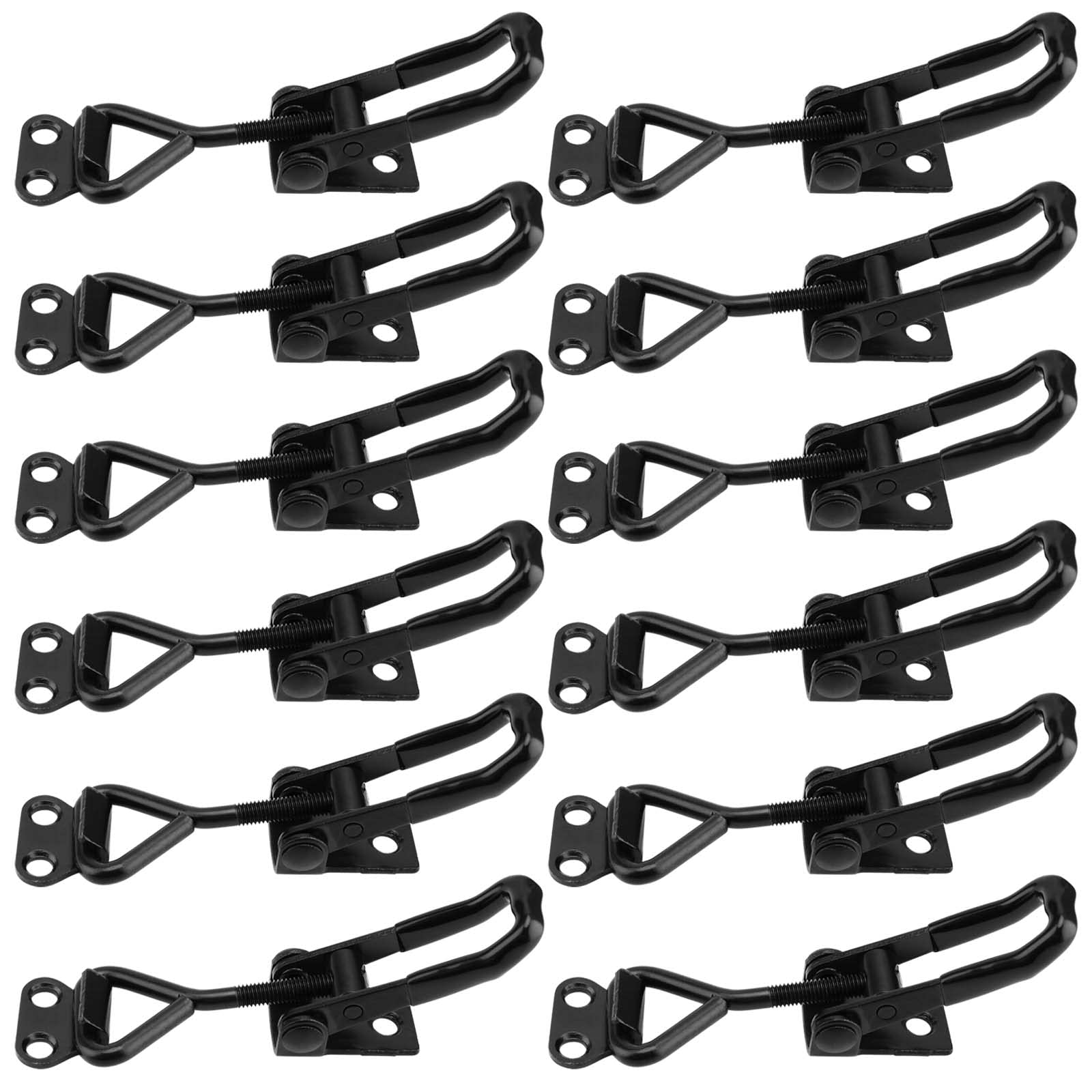 KOHAND 12 PCS 4001 Style Black Toggle Latch Clamp, 220 lbs Adjustable Quick Release Metal Pull Action Toggle Latch, Handle Quick Lock Tool Hasp Catch Clip for Door Cabinet Box Lid Case
