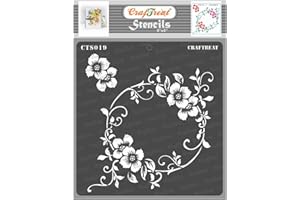 CrafTreat Flourish Stencils for Painting on Wood, Canvas, Paper, Fabric, Floor, Wall and Tile - Flourish Circle - 6x6 Inches - Reusable DIY Art and Craft Stencils for Home Décor - Flower Stencils