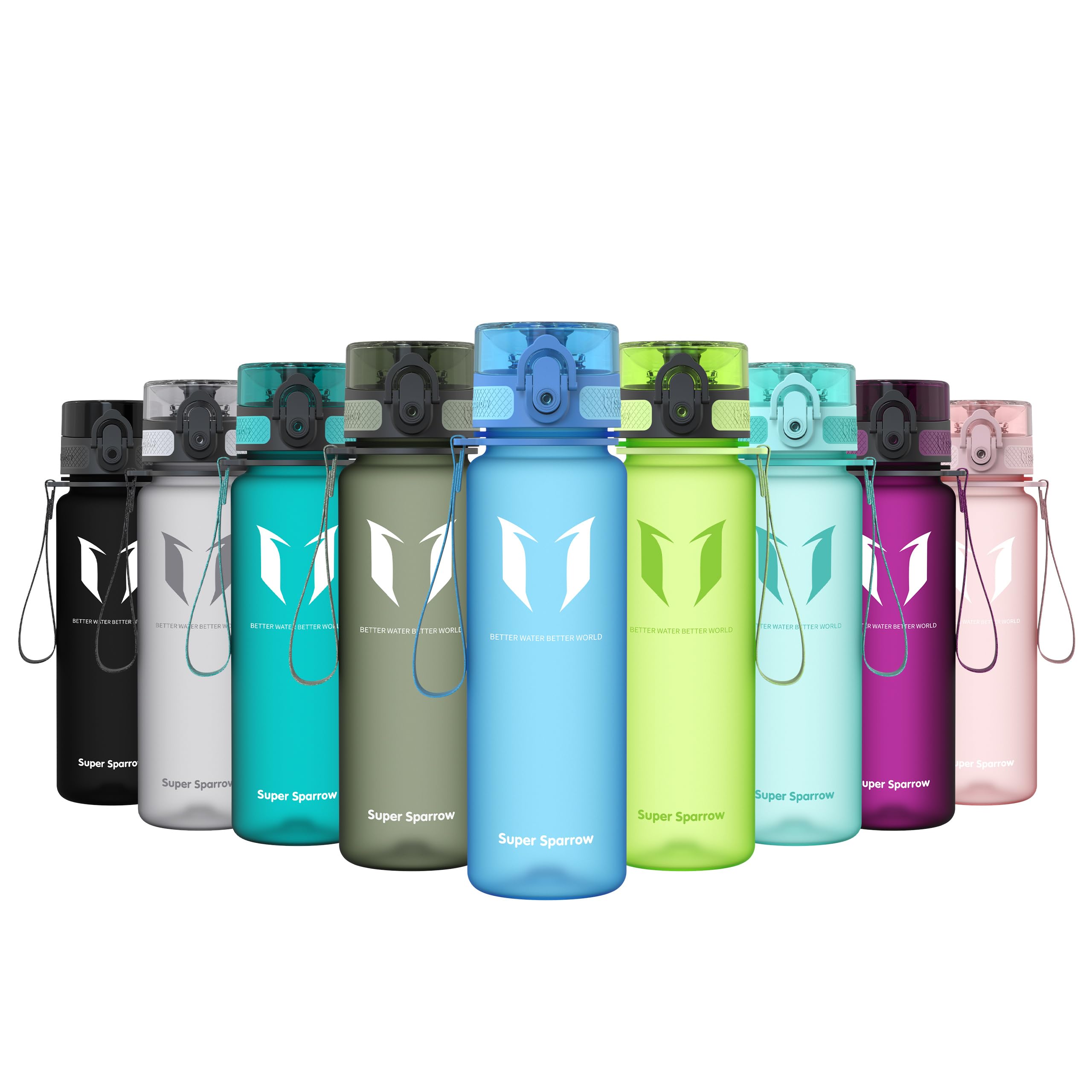 Super Sparrow Sports Water Bottle - 500ml - Non-Toxic BPA Free & Eco-Friendly Tritan Co-Polyester Plastic - For Running, Gym, Yoga, Outdoors and Camping