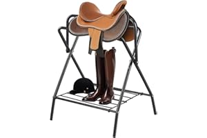 VEVOR Folding Saddle Rack, 28 x 19 x 37.5 in, Freestanding Horse Saddle Stand, Portable Horse Blanket Holder, Heavy Duty Stee